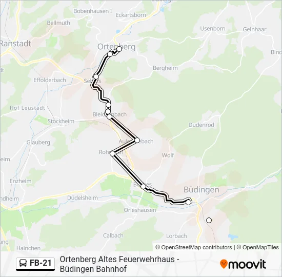 Автобус FB-21: карта маршрута