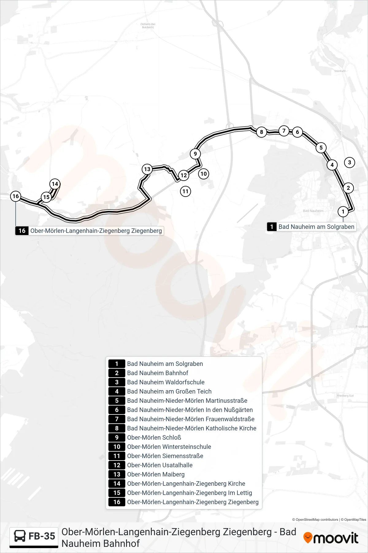 FB-35 bus Line (Ober-Mörlen-Langenhain-Ziegenberg Ziegenberg) route and stops on a map