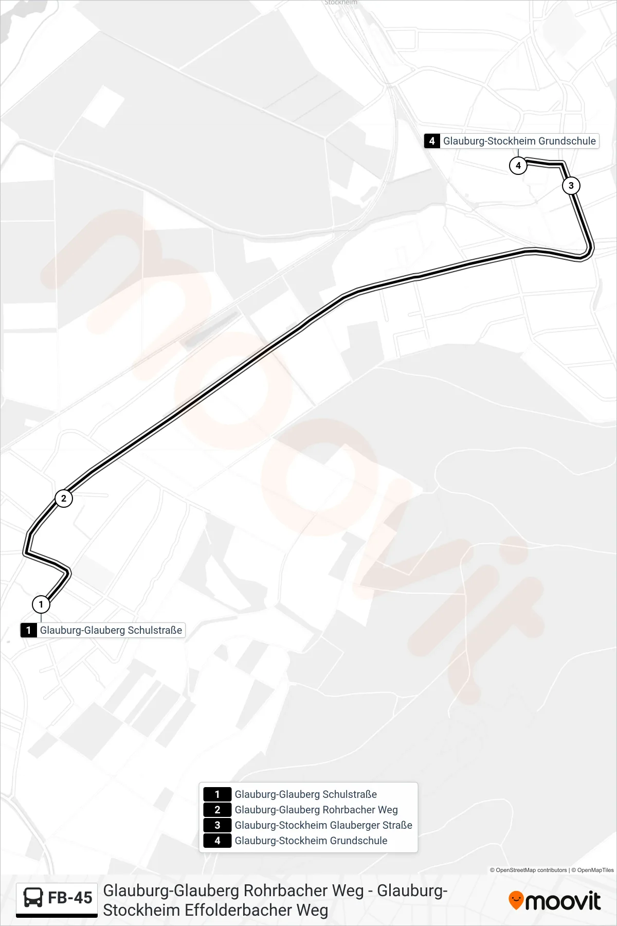 FB-45 bus Line (Glauburg-Stockheim Grundschule) route and stops on a map