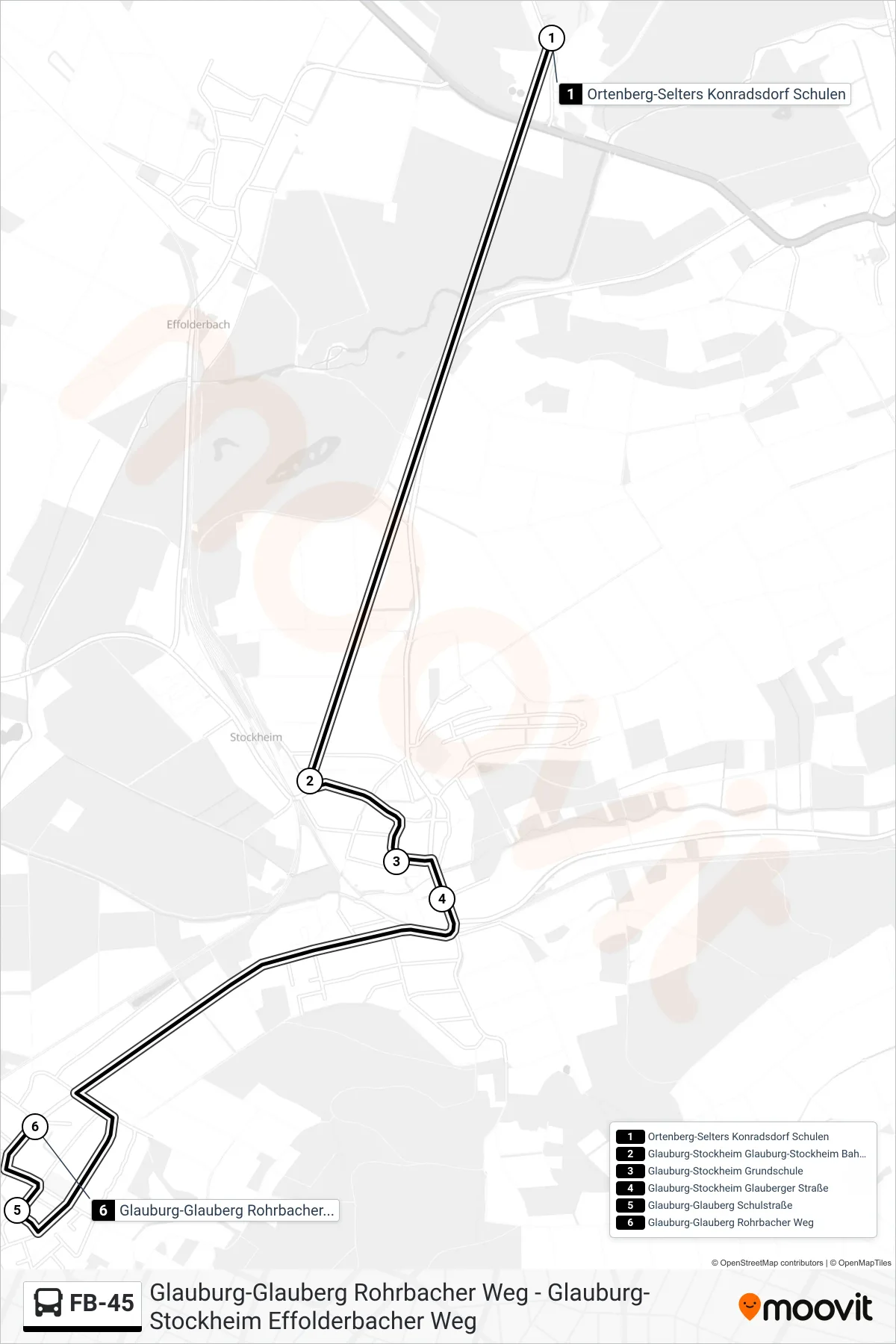 Linie FB-45 (Bus) Richtung Glauburg-Glauberg Rohrbacher Weg: Route und Haltestellen auf der Karte
