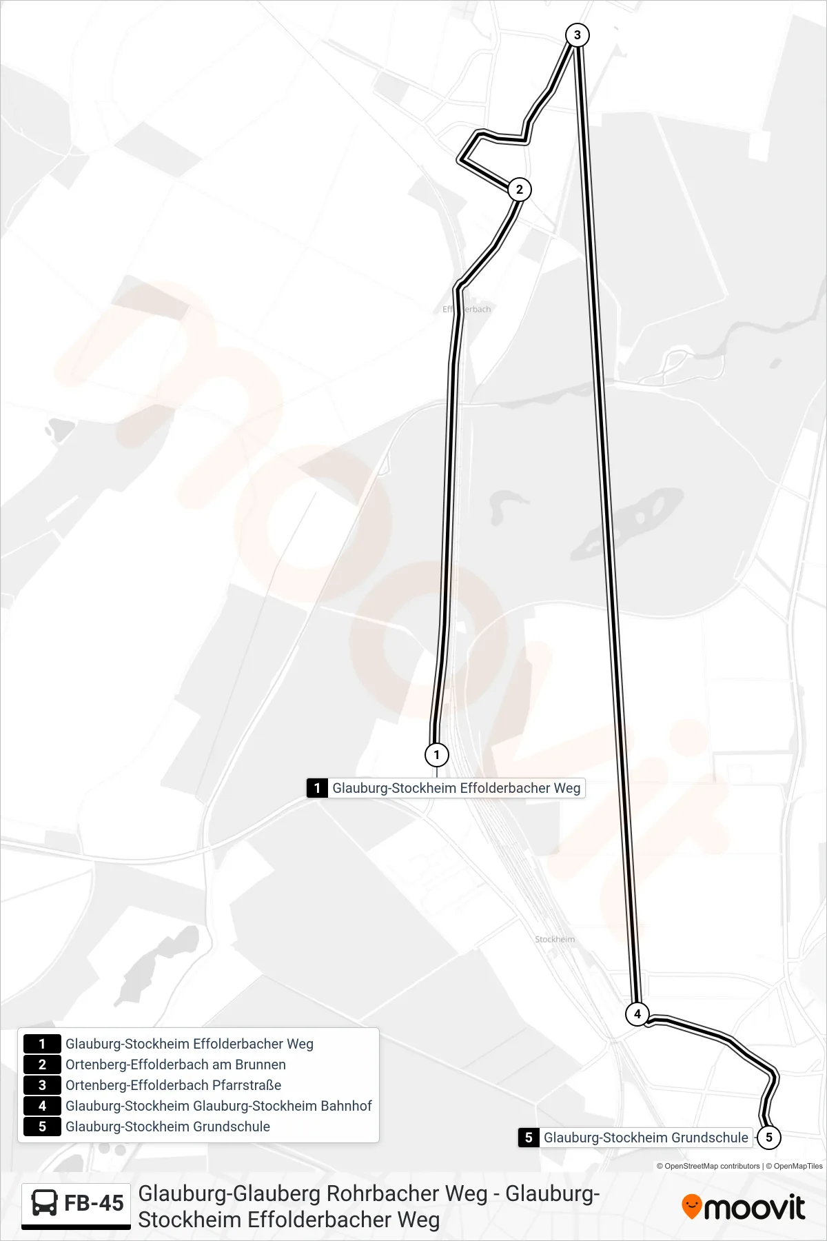 FB-45 bus Line (Glauburg-Stockheim Grundschule) route and stops on a map