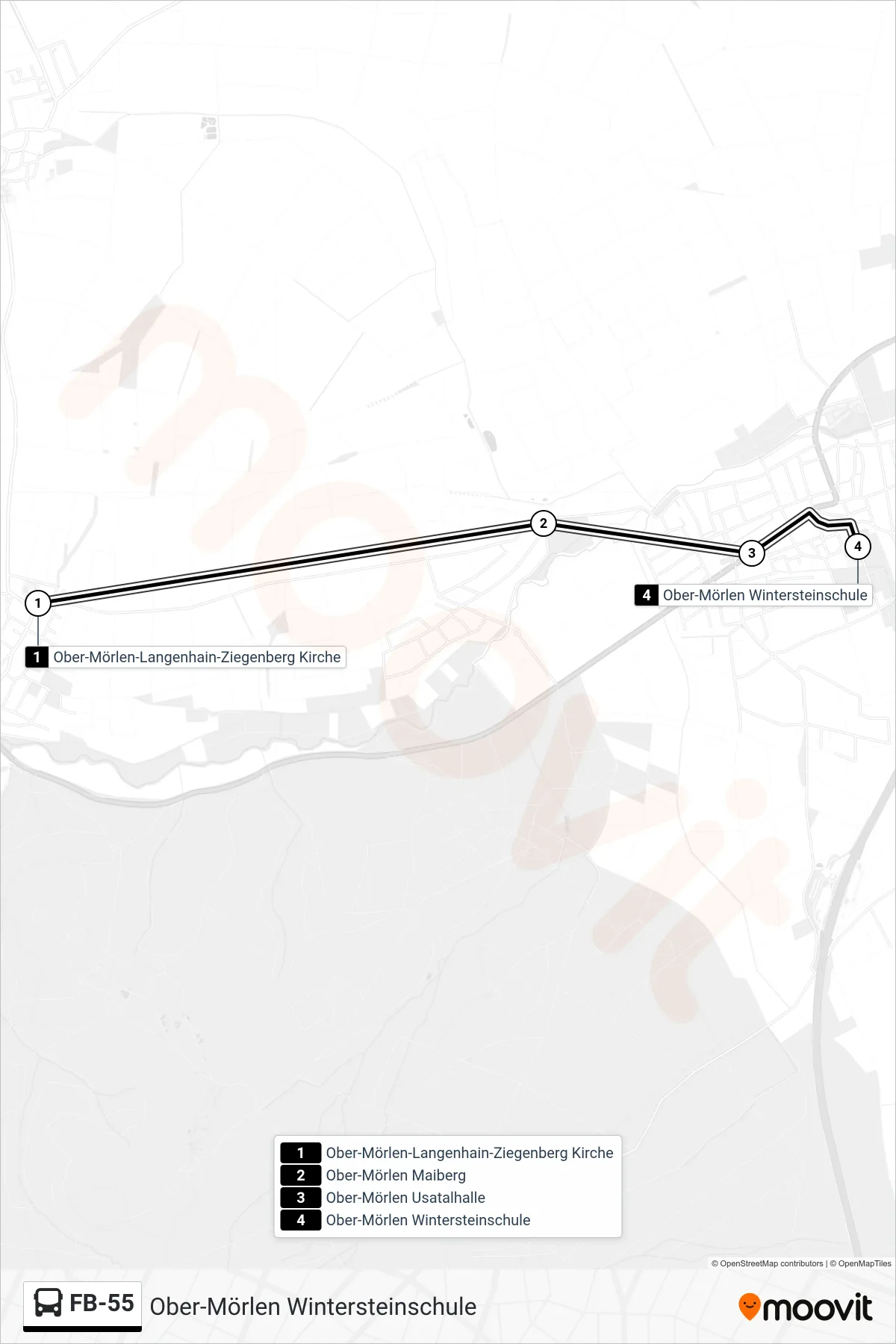 FB-55 bus Line (Ober-Mörlen Wintersteinschule) route and stops on a map