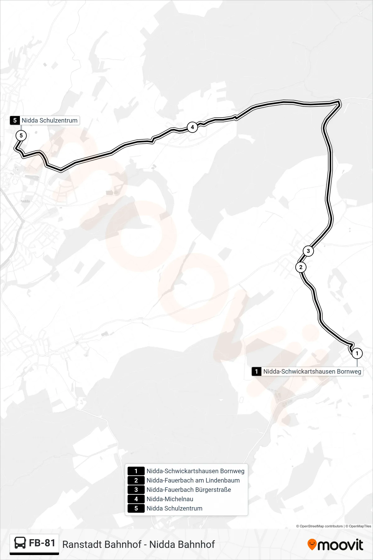 Linie FB-81 (Bus) Richtung Nidda Schulzentrum: Route und Haltestellen auf der Karte