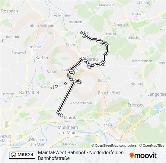 Автобус MKK24: карта маршрута