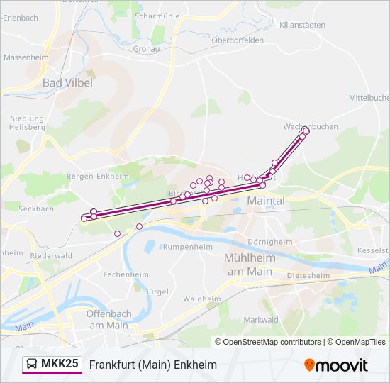 Автобус MKK25: карта маршрута