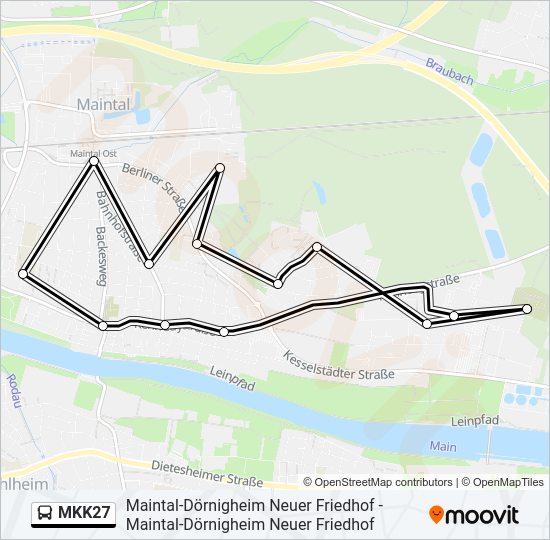 Автобус MKK27: карта маршрута