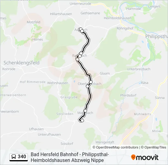 340 Bus Line Map