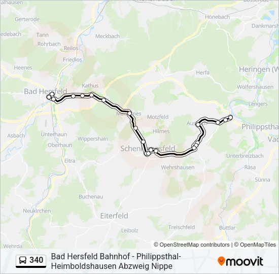 340 Bus Line Map