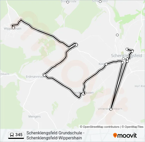 345 Bus Line Map