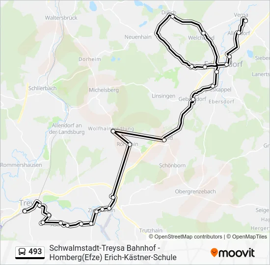 Автобус 493: карта маршрута