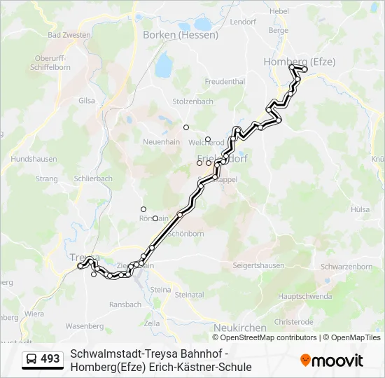 Автобус 493: карта маршрута