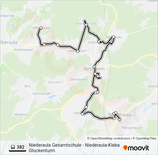 382 Bus Line Map