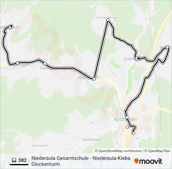 382 Bus Line Map