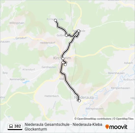 382 Bus Line Map