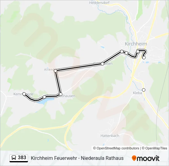 383 Bus Line Map