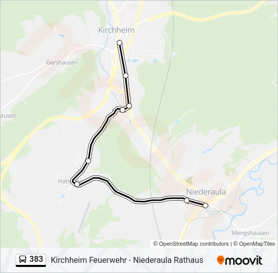 383 Bus Line Map