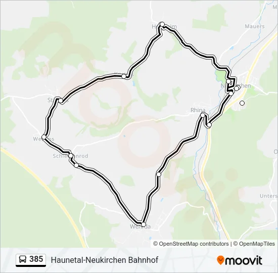 385 Bus Line Map