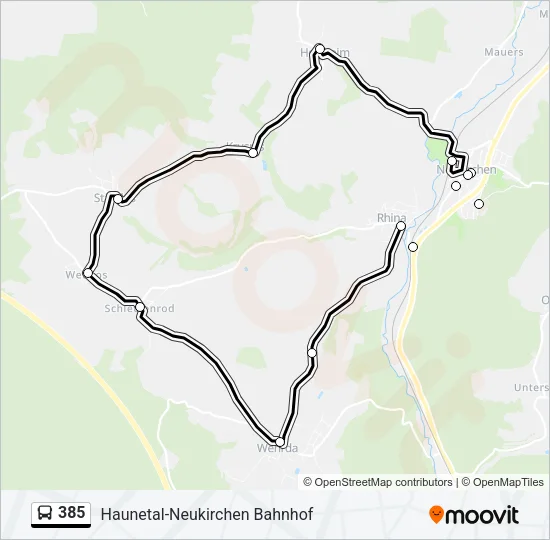385 Bus Line Map