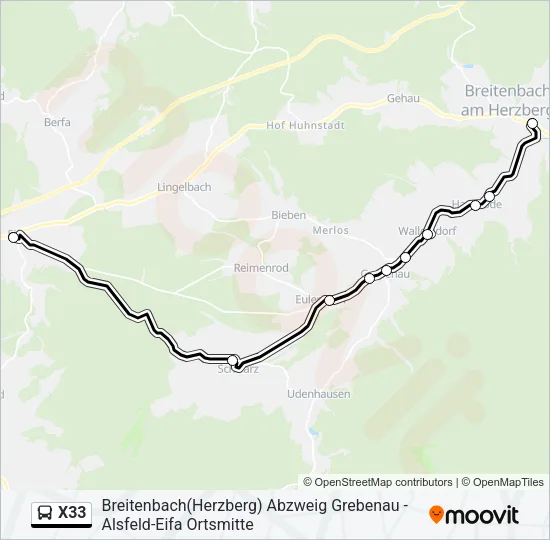 X33 Bus Line Map