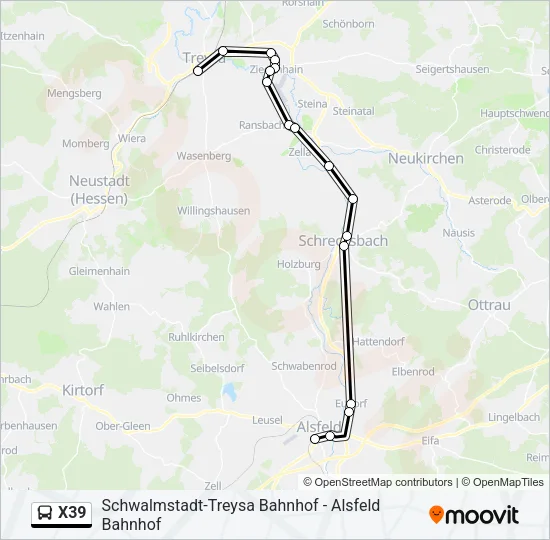 X39 Bus Line Map