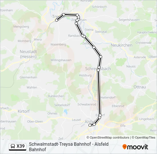 X39 Bus Line Map