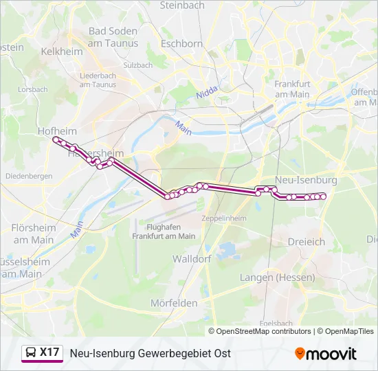 X17 Bus Line Map