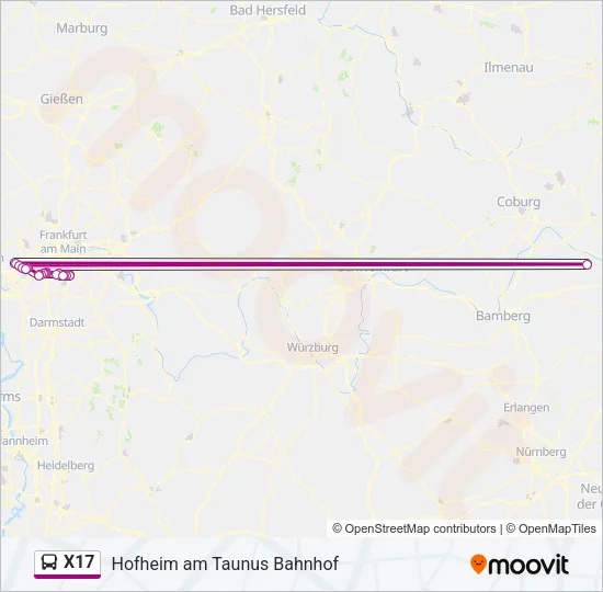 X17 Bus Line Map