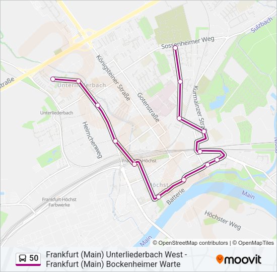 50 Bus Line Map