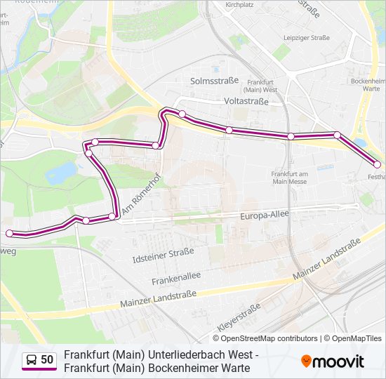 50 Route: Schedules, Stops & Maps - Frankfurt (Main) Gymnasium Römerhof ...