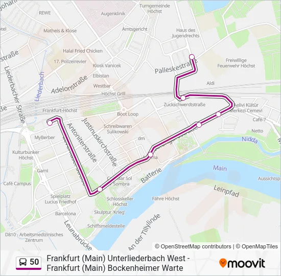 50 Bus Line Map