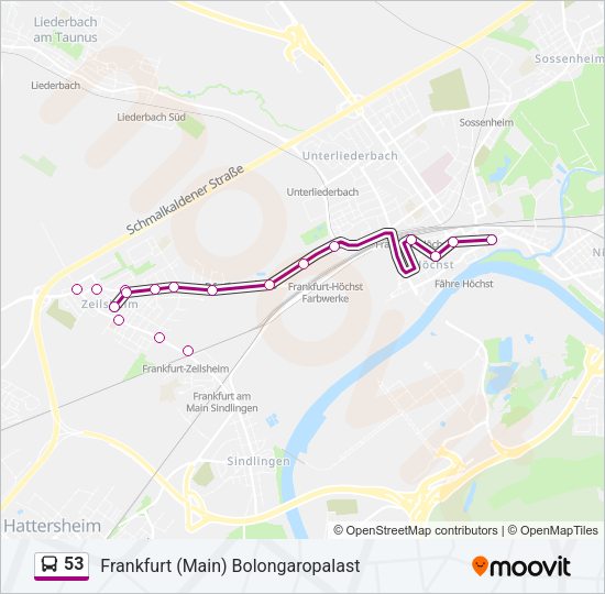 Buslinie 53 Karte