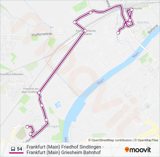 Автобус 54: карта маршрута