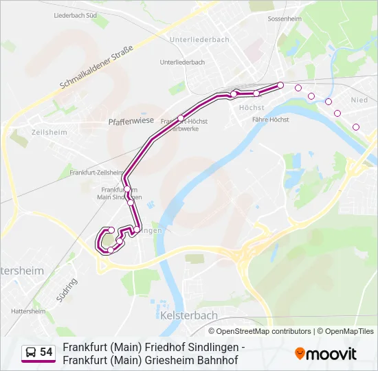 54 Bus Line Map