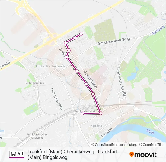 Автобус 59: карта маршрута