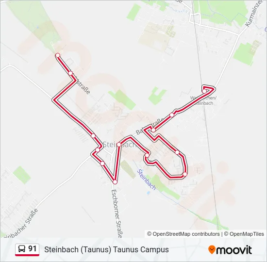91 Bus Line Map
