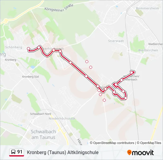 91 Bus Line Map