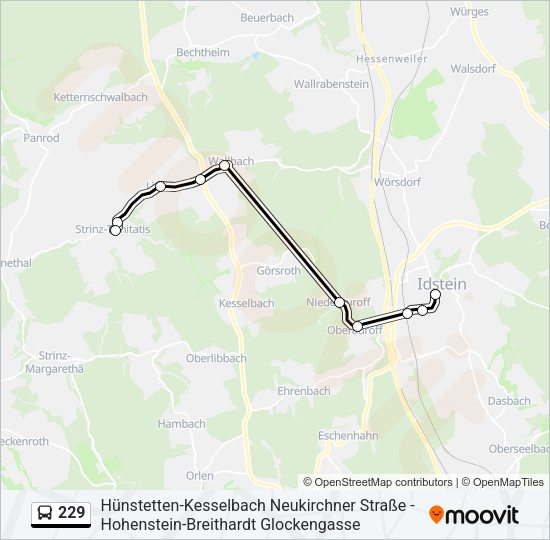 Автобус 229: карта маршрута