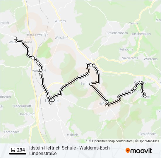 234 Route Schedules, Stops & Maps HünstettenWallrabenstein Schule