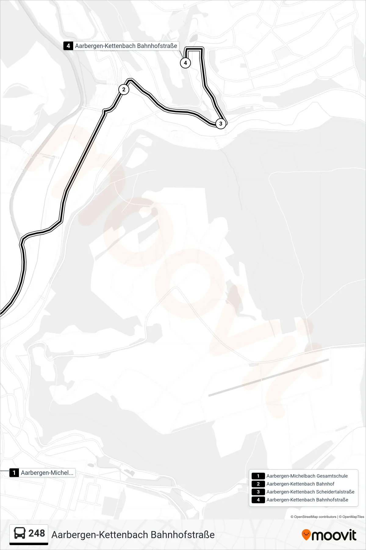 248 bus Line (Aarbergen-Kettenbach Bahnhofstraße) route and stops on a map