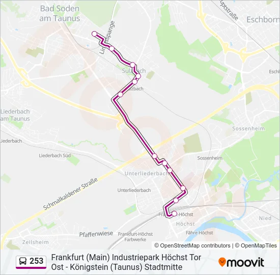 253 Bus Line Map