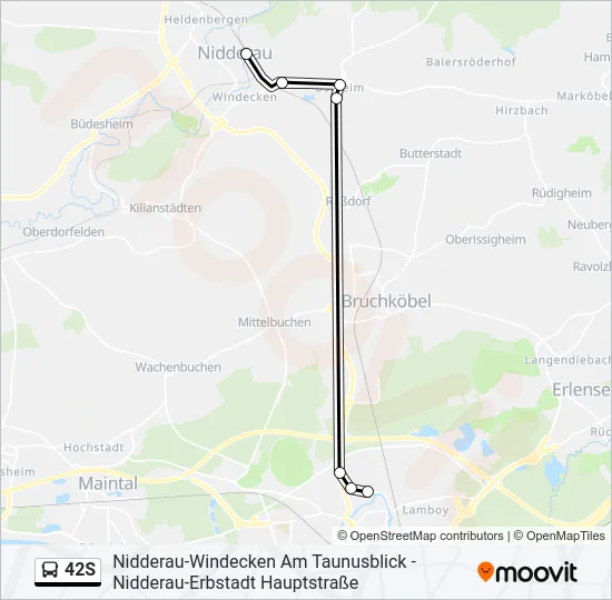 42S Bus Line Map