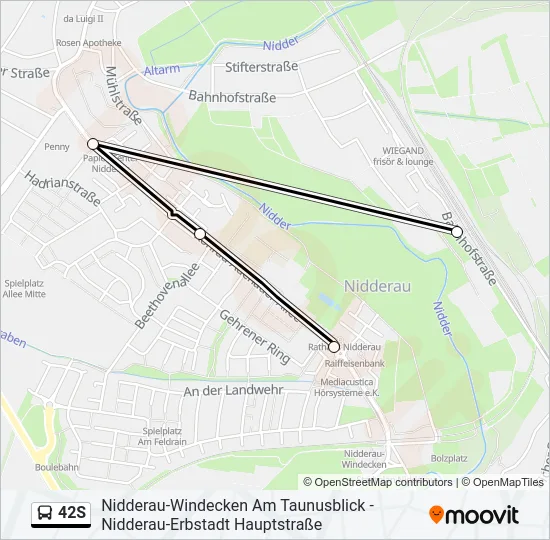 42S Bus Line Map
