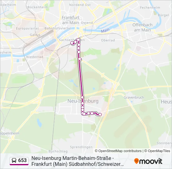 653 Bus Line Map