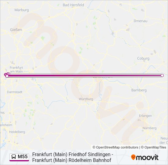 M55 Bus Line Map