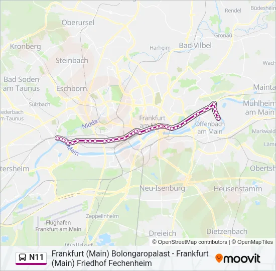 N11 Bus Line Map