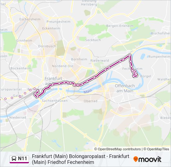 N11 Bus Line Map