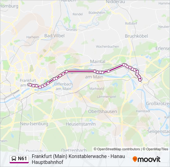 N61 Bus Line Map