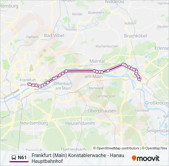 N61 Bus Line Map