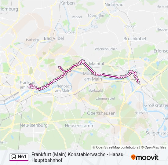 N61 Bus Line Map