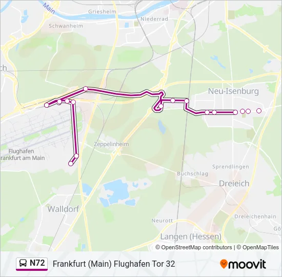 N72 Bus Line Map